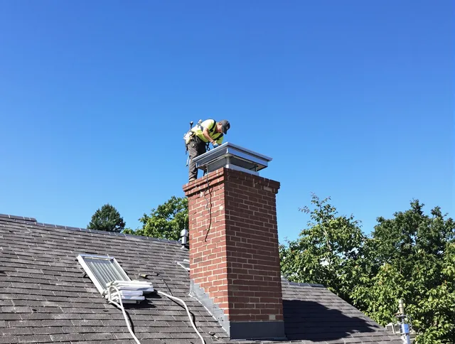 Norco Chimney Sweep technician measuring a chimney cap in Norco, CA
