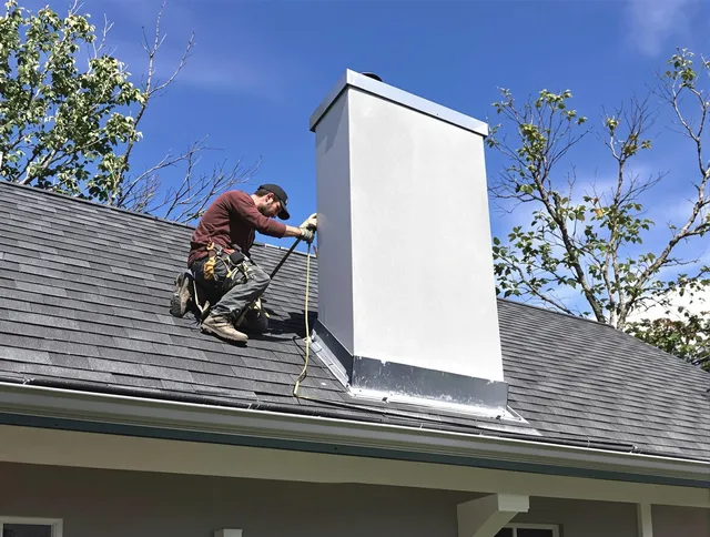 Norco Chimney Sweep team member finishing chimney construction in Norco, CA