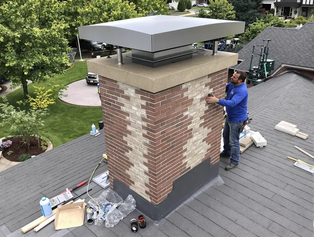 Norco Chimney Sweep team working on a custom chimney remodel in Norco, CA