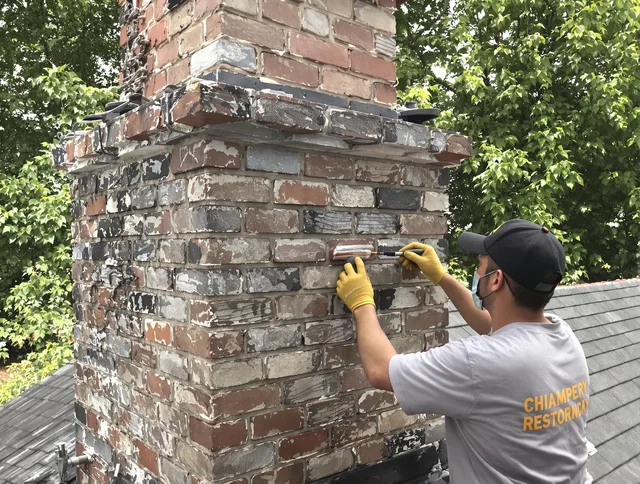 In-progress chimney restoration by Norco Chimney Sweep in Norco, CA