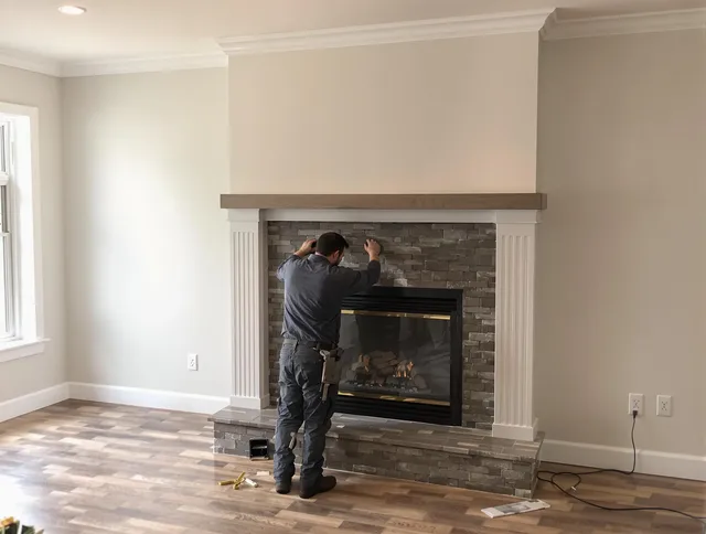 Norco Chimney Sweep finishing a custom fireplace install in Norco, CA